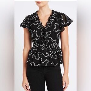 Rebecca Taylor Black and Gunmetal Top